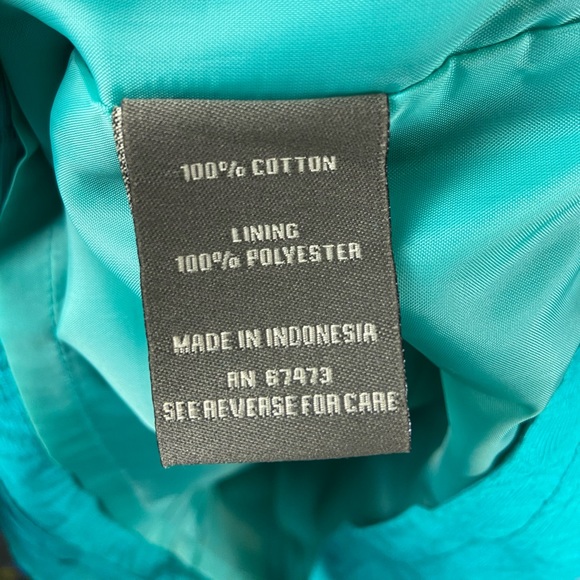 Turquoise Blue Dress 100% Cotton Short Sleeve Size 12 - Picture 8 of 8